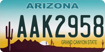 AZ license plate AAK2958