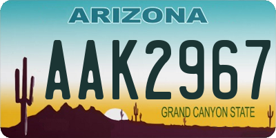 AZ license plate AAK2967