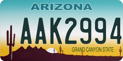 AZ license plate AAK2994