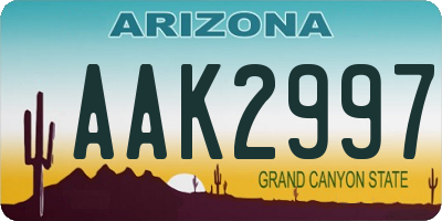 AZ license plate AAK2997