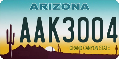 AZ license plate AAK3004