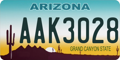 AZ license plate AAK3028
