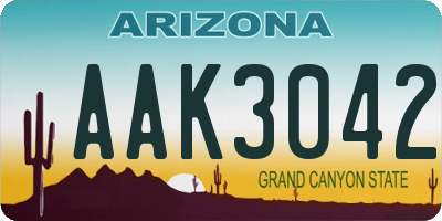 AZ license plate AAK3042