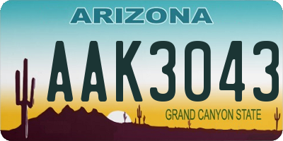 AZ license plate AAK3043