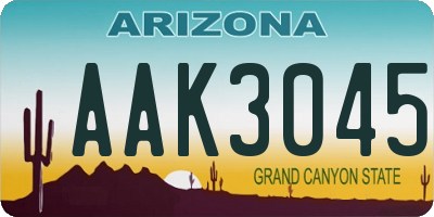 AZ license plate AAK3045