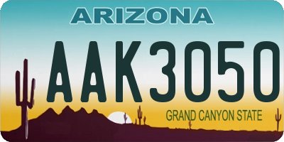 AZ license plate AAK3050