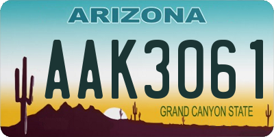 AZ license plate AAK3061
