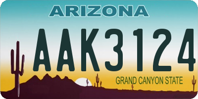 AZ license plate AAK3124
