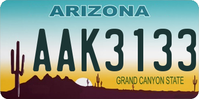 AZ license plate AAK3133