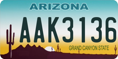 AZ license plate AAK3136