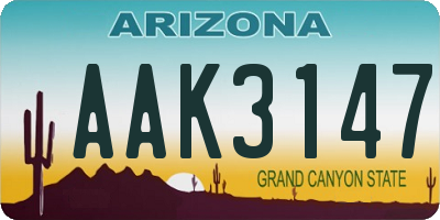 AZ license plate AAK3147