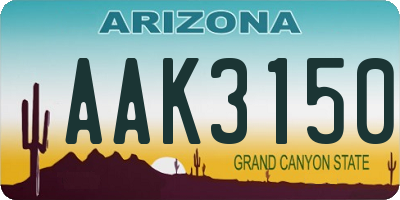 AZ license plate AAK3150
