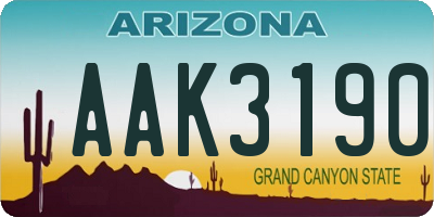 AZ license plate AAK3190
