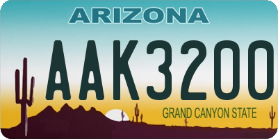 AZ license plate AAK3200