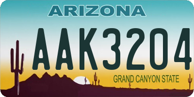 AZ license plate AAK3204