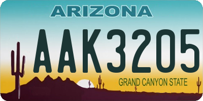 AZ license plate AAK3205