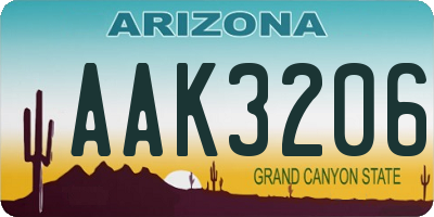 AZ license plate AAK3206