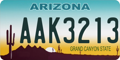 AZ license plate AAK3213