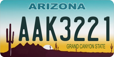 AZ license plate AAK3221