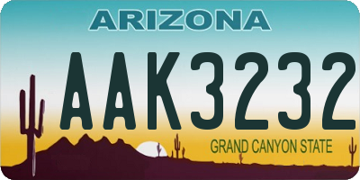 AZ license plate AAK3232