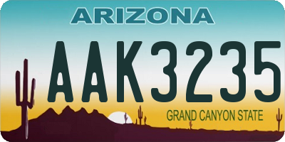 AZ license plate AAK3235