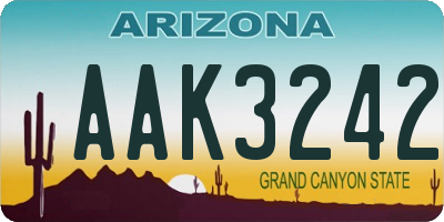 AZ license plate AAK3242