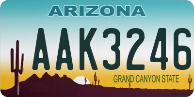 AZ license plate AAK3246