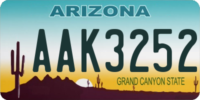 AZ license plate AAK3252