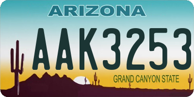 AZ license plate AAK3253