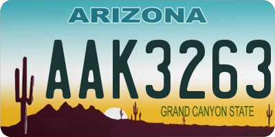 AZ license plate AAK3263