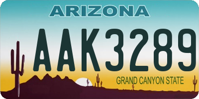 AZ license plate AAK3289
