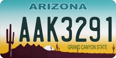 AZ license plate AAK3291