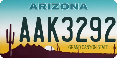 AZ license plate AAK3292