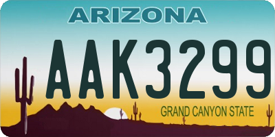 AZ license plate AAK3299