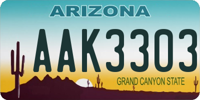 AZ license plate AAK3303