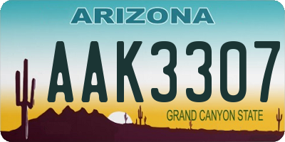 AZ license plate AAK3307