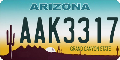 AZ license plate AAK3317