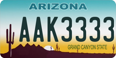 AZ license plate AAK3333