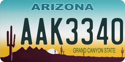 AZ license plate AAK3340