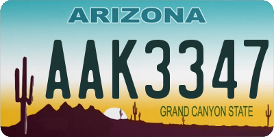 AZ license plate AAK3347