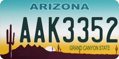AZ license plate AAK3352
