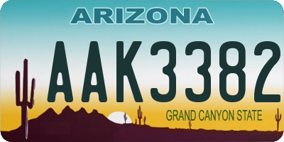 AZ license plate AAK3382