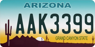 AZ license plate AAK3399