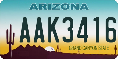 AZ license plate AAK3416
