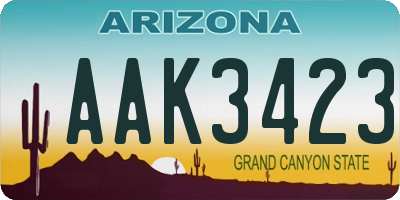 AZ license plate AAK3423