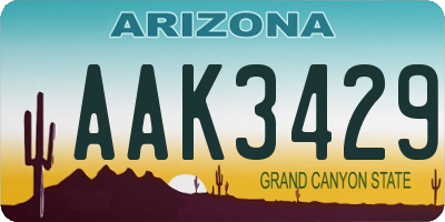 AZ license plate AAK3429