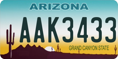 AZ license plate AAK3433
