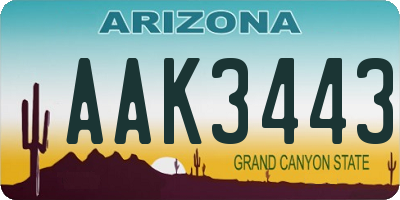 AZ license plate AAK3443