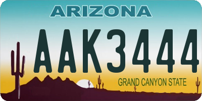AZ license plate AAK3444