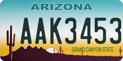 AZ license plate AAK3453